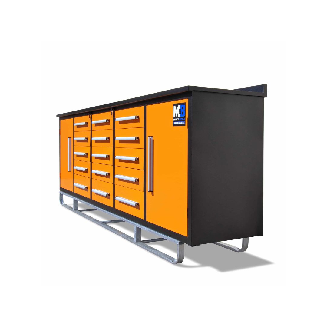 M&B | 10’ Workbench Cabinet with 15 Drawers - Charlie Container Crew Pty Ltd