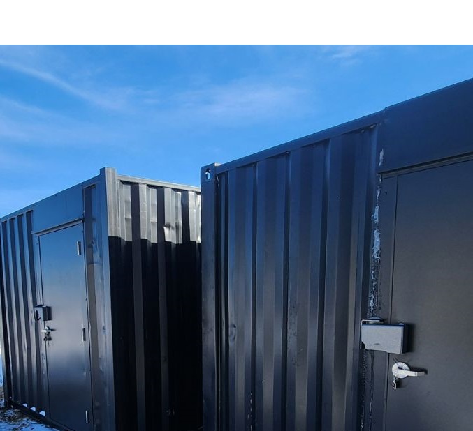 10′ Used Cutdown Shipping Container w/Man Door (Black) - Charlie Container Crew Pty Ltd