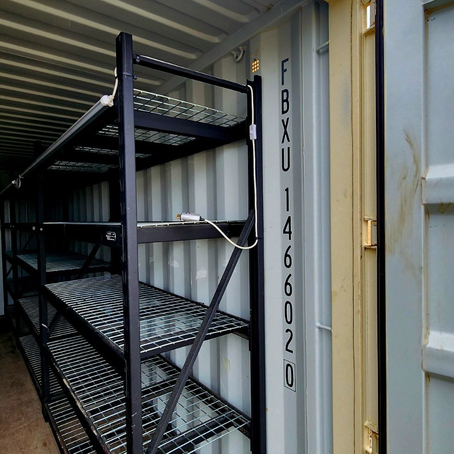 20’ New (1-Trip) Container w/ Shelving on BOTH sides - Charlie Container Crew Pty Ltd
